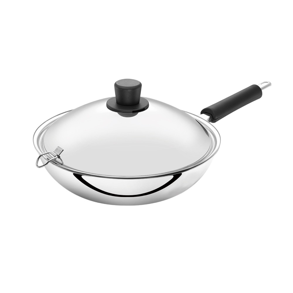 買就送隔熱兩用碗2入【Buffalo牛頭牌】牛頭鋼萬用深炒鍋30cm(IH.電磁爐適用/304不鏽鋼/中華炒鍋)-細節圖2