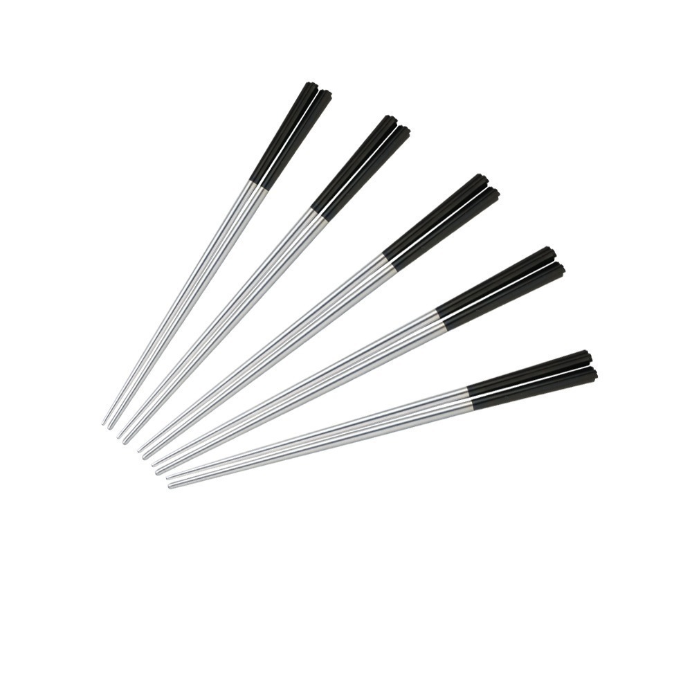 【Buffalo牛頭牌】不鏽鋼複合筷,三角24cm,5雙,黑/白,304不鏽鋼筷,環保筷,食品級-細節圖4