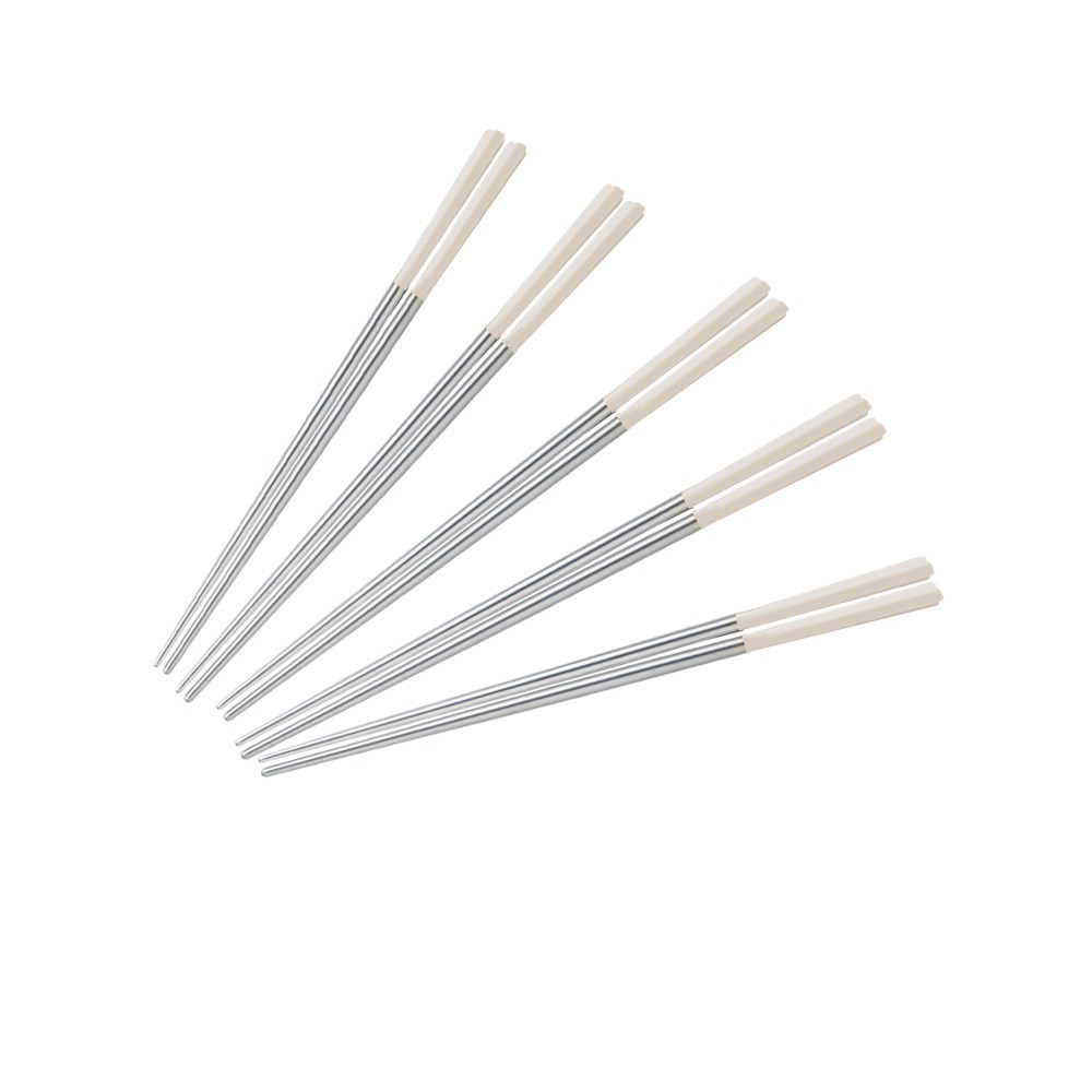 【Buffalo牛頭牌】加長版不鏽鋼筷複合筷三角24cm5雙 (黑/白/304不銹鋼筷/環保筷/食品級/公筷/筷子)-細節圖3