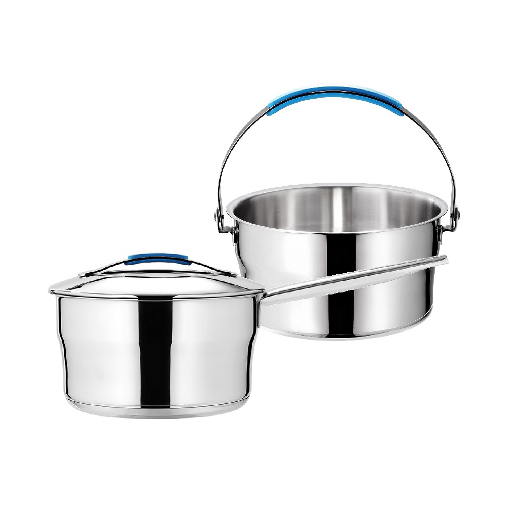 【Buffalo牛頭牌】雅登雙鍋組18cm,提把調理鍋+單把湯鍋(IH電磁爐適用/聰穎導角設計)-細節圖2