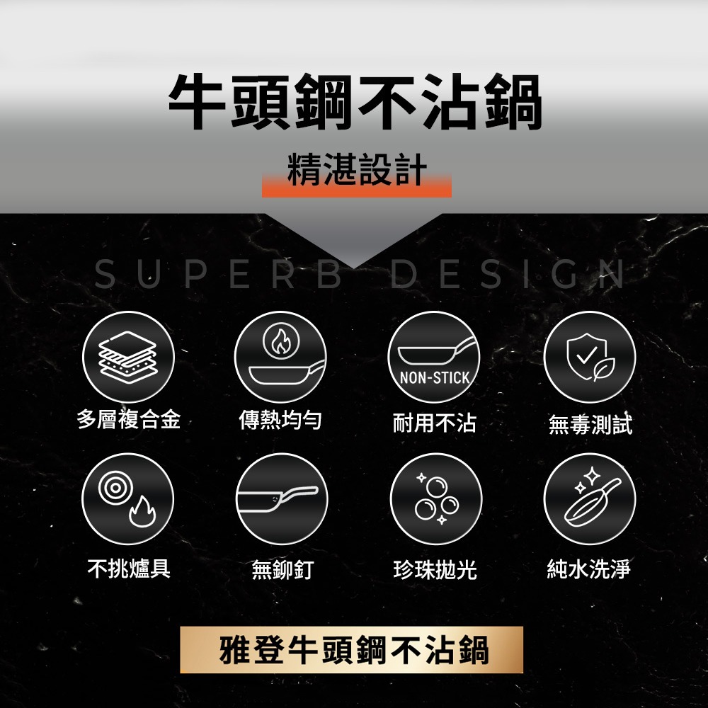 【Buffalo牛頭牌】牛頭鋼不沾平底鍋26/28cm (IH.電磁爐可 / 304不鏽鋼 / SGS檢驗合格)-細節圖3