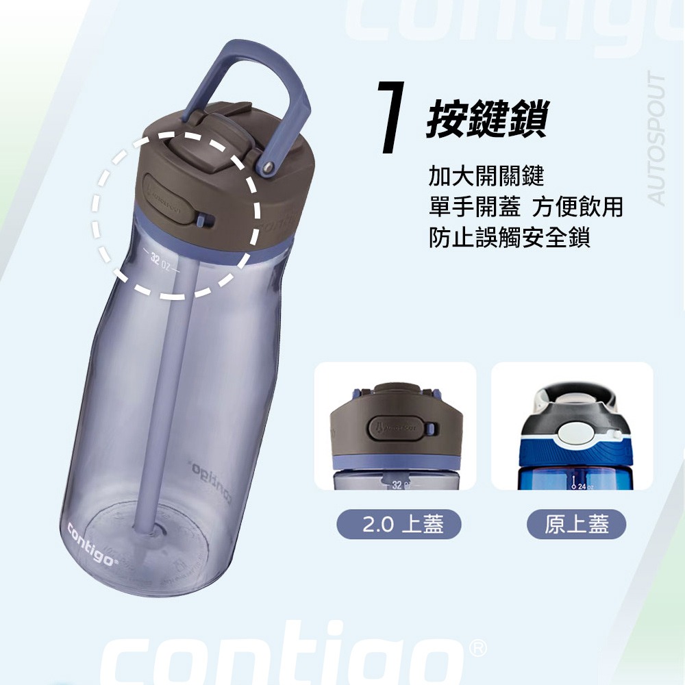 【美國Contigo】Tritan防漏彈蓋吸管水瓶709ml(台灣總代理 運動水瓶 水壺 吸嘴)-細節圖4