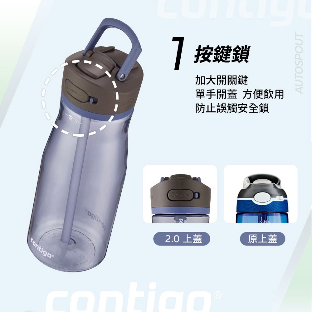 【美國Contigo】Tritan防漏彈蓋吸管水瓶709ml(台灣總代理 運動水瓶 水壺 吸嘴)-細節圖4