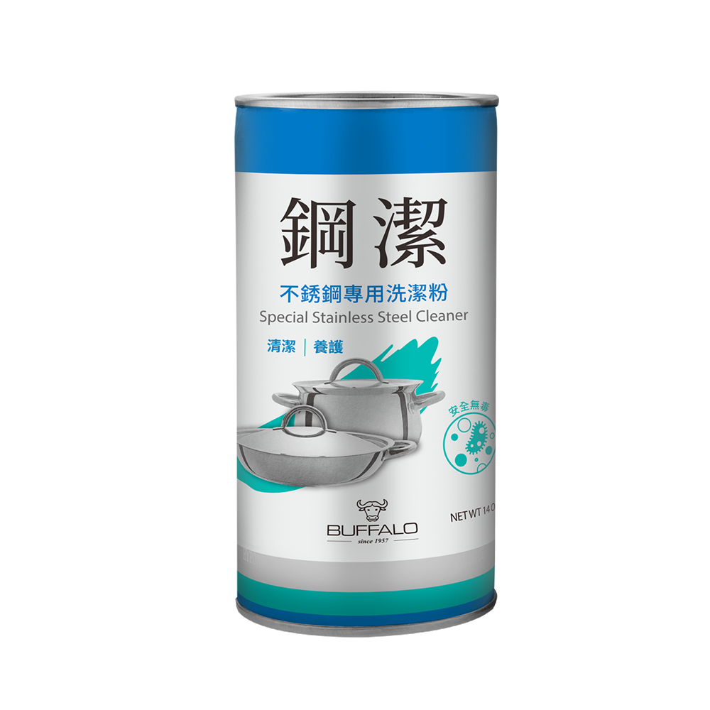 【Buffalo 牛頭牌】鋼潔14oz(397g)2入/美國BON AMI/金屬、不鏽鋼專用清潔粉/天然配方無毒無添加-規格圖6