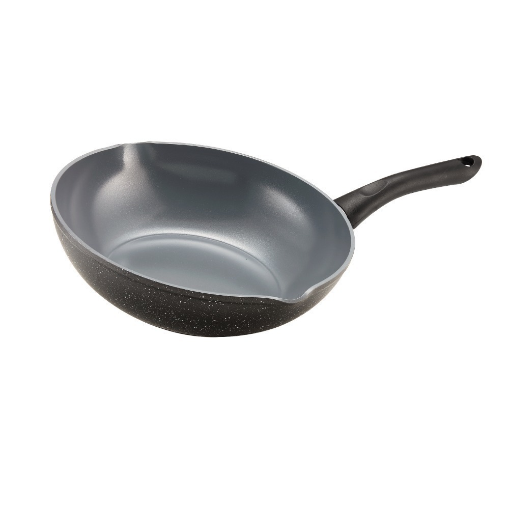 【Buffalo】小牛石英陶瓷不沾平圓炒鍋28cm(雙導角/不含PFOA,PFAS/塑化劑檢測/瓦斯爐.IH爐適用不沾)-細節圖2