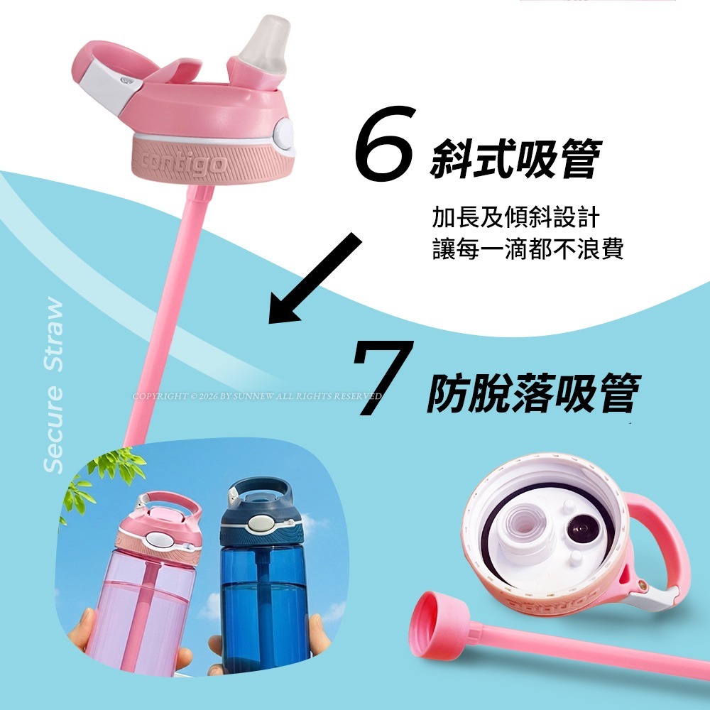 【美國Contigo】防漏彈蓋吸管瓶590cc藍色 (台灣總代理/不含雙酚A/運動水瓶 /水壺/吸嘴/Ashland)-細節圖6