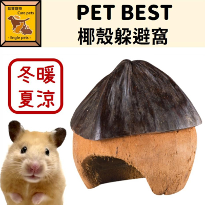 ╟Engle╢ PET BEST 椰殼躲避窩 椰子殼 小屋 躲避窩 鼠用品 倉鼠 黃金鼠 小寵 椰殼 造景