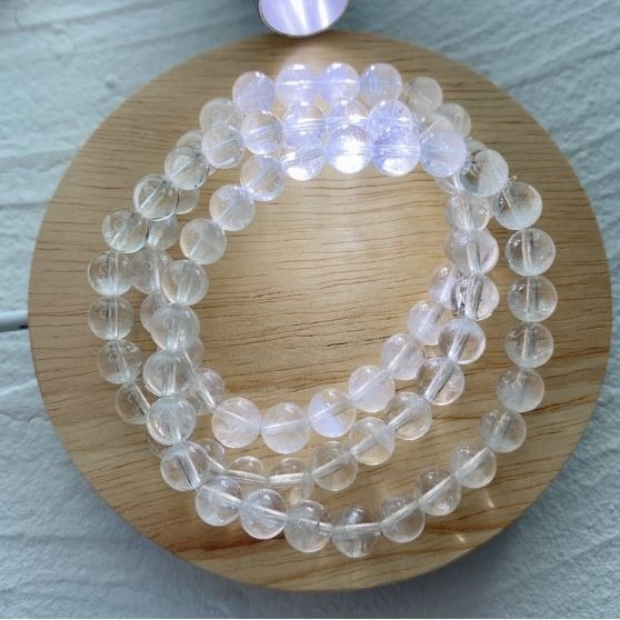 -♞-藍針水晶手串-♞- 顯針 天使羽翼 靈性 白水晶 異象水晶 手鍊 手串-細節圖4