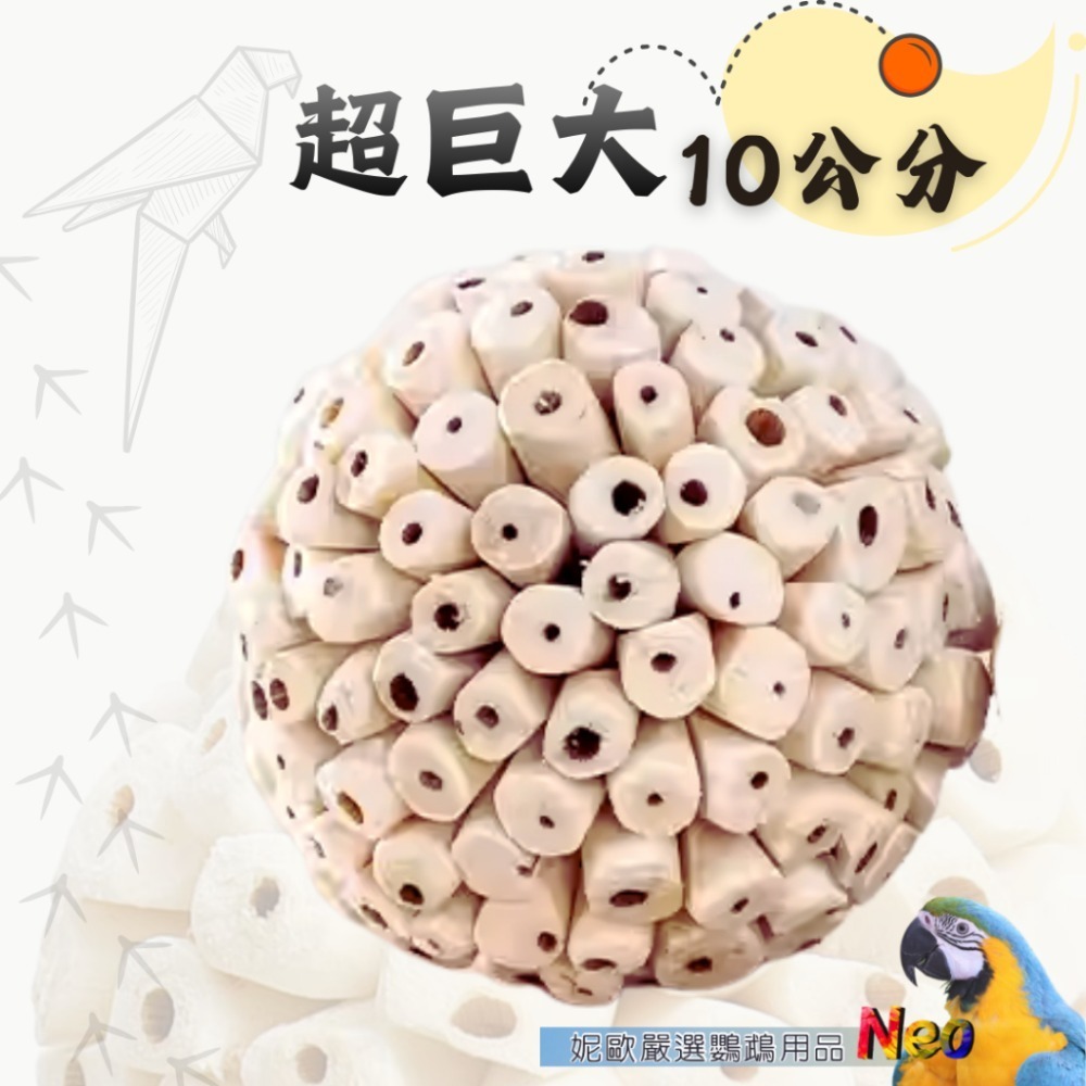 索拉球/通草球 10cm 6cm 天然無毒植物根莖製成 鸚鵡、鼠、兔寵物啃咬玩具  妮歐小賣部｜鸚鵡用品玩具首選 🚚2-規格圖8