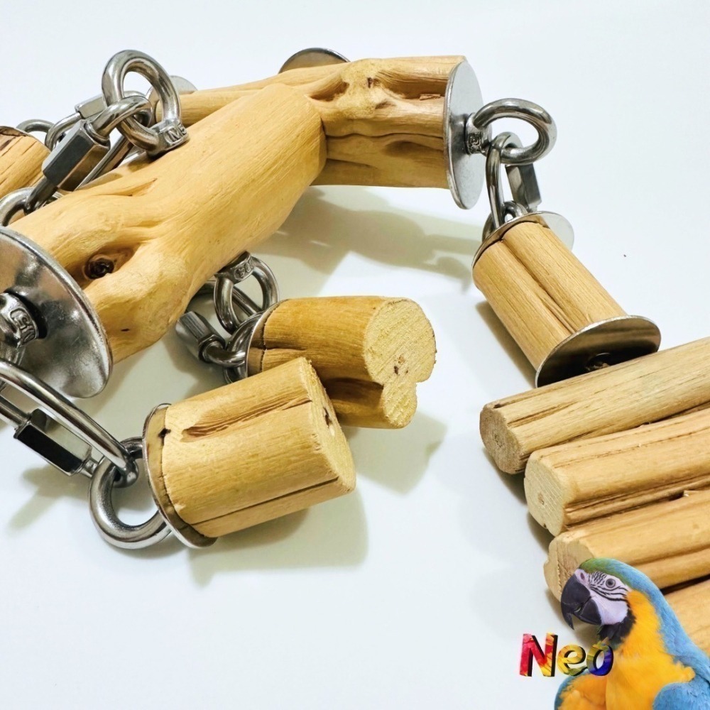 鐵木真『硬』系列 不鏽鋼 天然木頭 表面光滑 巨大款 適合中大型鸚鵡啃咬玩具 妮歐小賣部｜鸚鵡用品玩具首選 🚚24H快-細節圖4