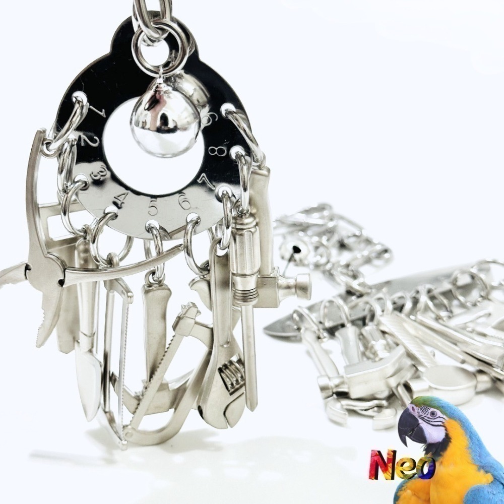 新升級 不鏽鋼鸚鵡玩具 迷你工具組 🔧小小工程師🔨 啃咬攀爬 安全耐啃咬 可水洗 妮歐小賣部｜鸚鵡用品玩具首選 🚚-細節圖4