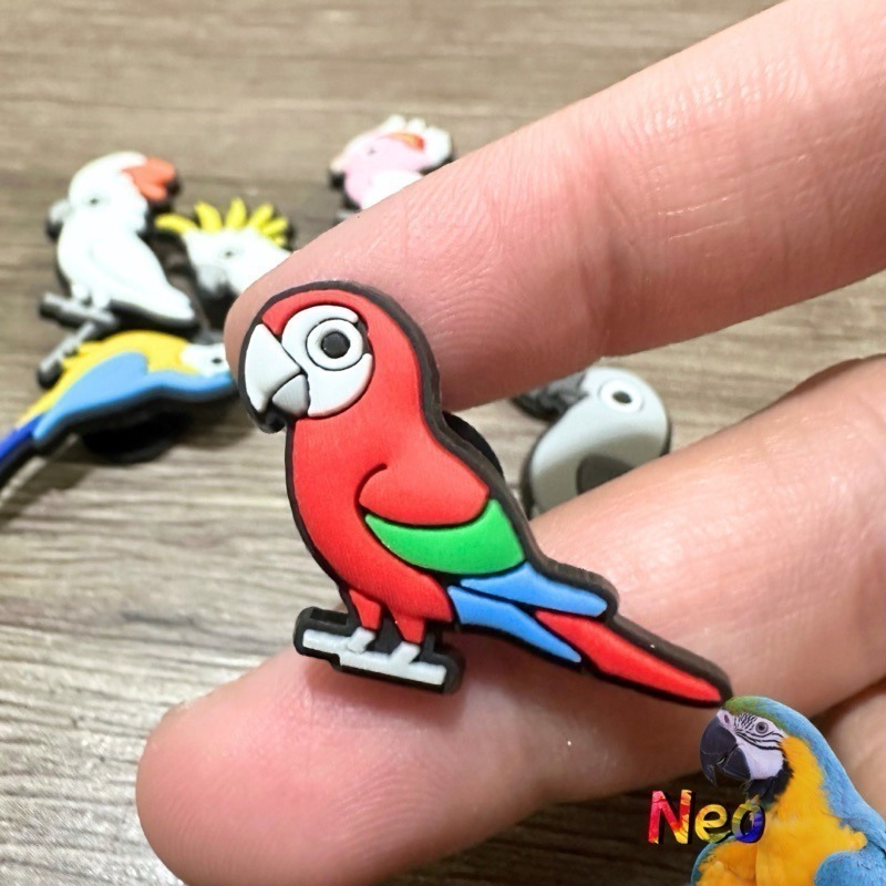 可愛鸚鵡造型 洞洞鞋扣 鸚鵡控必備 灰鸚鵡 琉璃金剛 紅金剛 朱陸冠巴丹 葵花巴丹 棕櫚巴丹 車輪冠巴丹 妮歐小賣部｜鸚-規格圖1