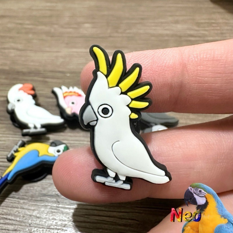 可愛鸚鵡造型 洞洞鞋扣 鸚鵡控必備 灰鸚鵡 琉璃金剛 紅金剛 朱陸冠巴丹 葵花巴丹 棕櫚巴丹 車輪冠巴丹 妮歐小賣部｜鸚-規格圖1