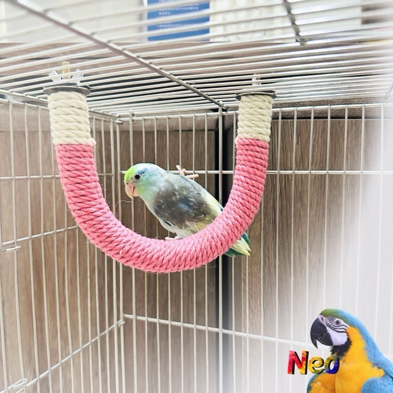 U形麻繩編織站棍 2.5cm 多種顏色、尺寸選擇 適合中小型鸚鵡 妮歐小賣部｜鸚鵡用品玩具首選 🚚24H快速出貨-細節圖5