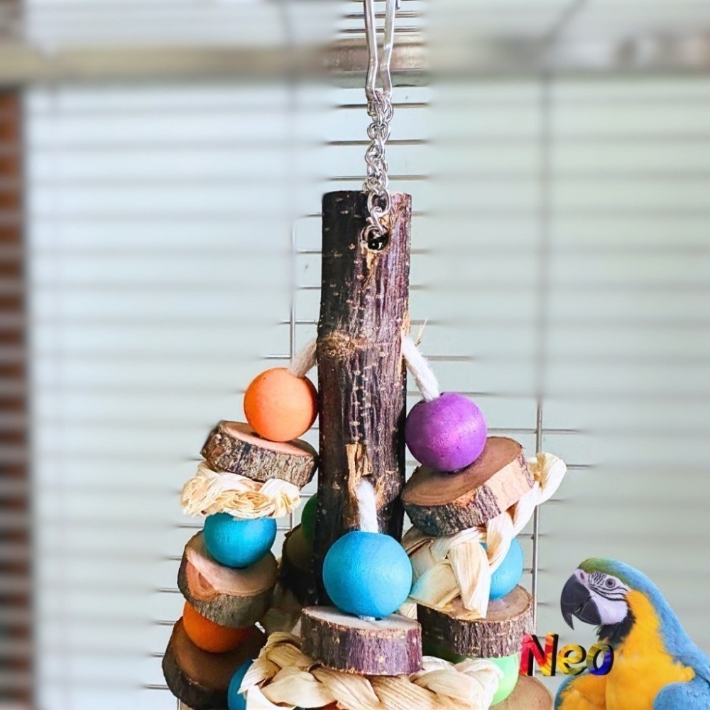 天然啃咬玩具 恐龍搶珠 搗蛋小恐龍 玉米皮 原木片 彩株掛串 妮歐小賣部｜鸚鵡用品玩具首選 🚚24H快速出貨-細節圖5