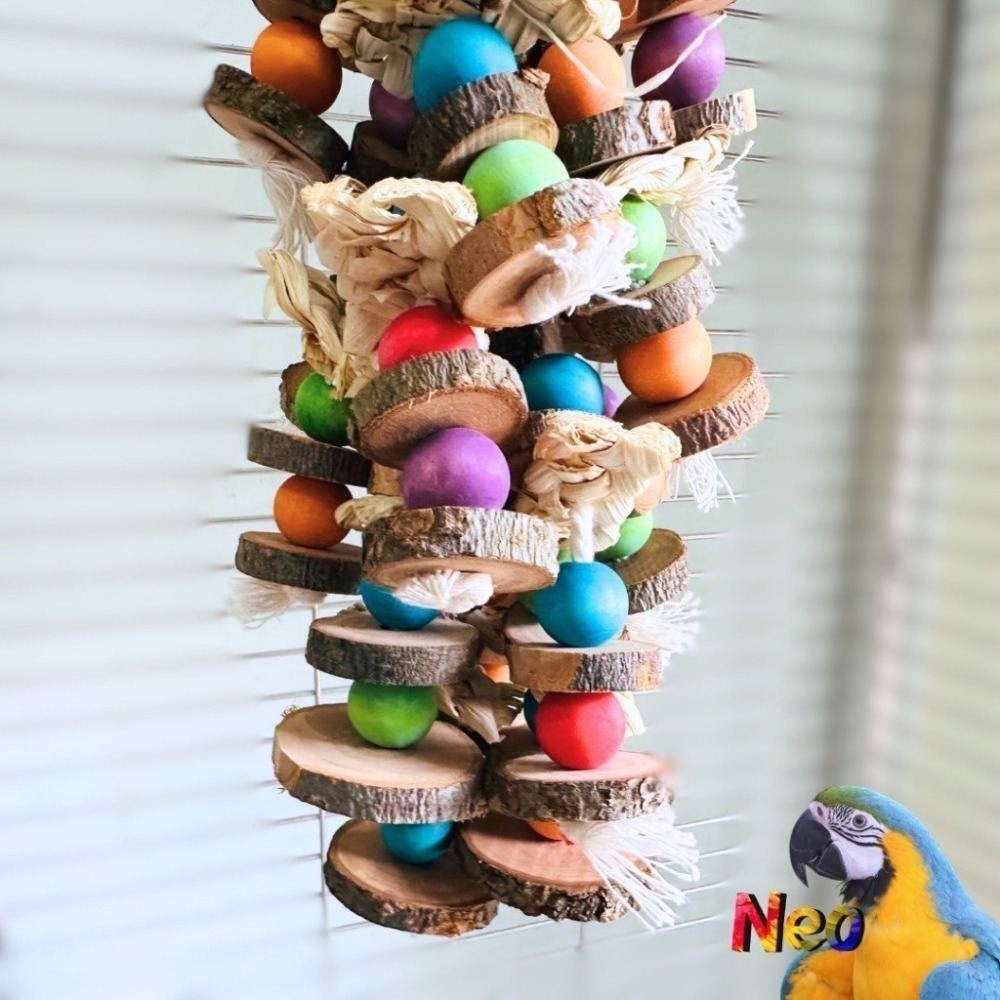 天然啃咬玩具 恐龍搶珠 搗蛋小恐龍 玉米皮 原木片 彩株掛串 妮歐小賣部｜鸚鵡用品玩具首選 🚚24H快速出貨-細節圖7
