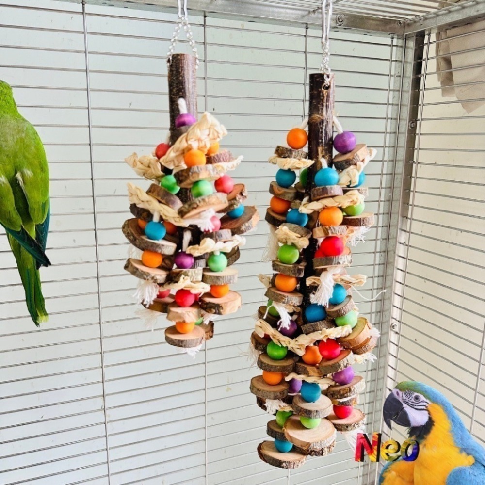 天然啃咬玩具 恐龍搶珠 搗蛋小恐龍 玉米皮 原木片 彩株掛串 妮歐小賣部｜鸚鵡用品玩具首選 🚚24H快速出貨-細節圖4
