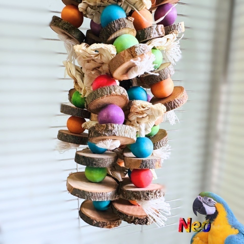 天然啃咬玩具 恐龍搶珠 搗蛋小恐龍 玉米皮 原木片 彩株掛串 妮歐小賣部｜鸚鵡用品玩具首選 🚚24H快速出貨-細節圖7