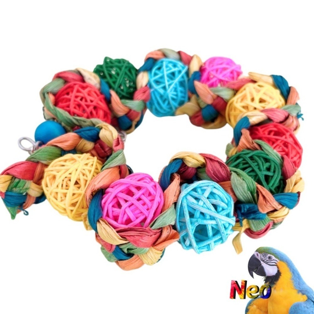 天然啃咬玩具 籐球玉米圈圈 玉米皮 籐球 原色款 彩色款 中小型鸚鵡 妮歐小賣部｜鸚鵡用品玩具首選 🚚24H快速出貨-細節圖4