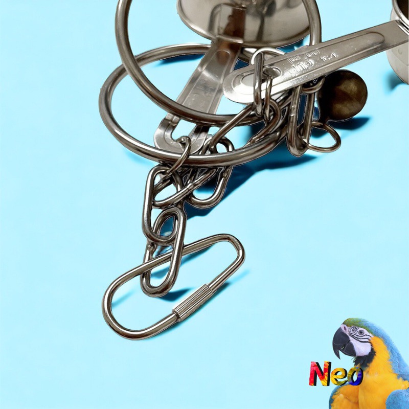 不鏽鋼鸚鵡玩具 鍋具鈴鐺串 鍋碗瓢盆都是我的玩具 啃咬攀爬 安全耐啃咬 可水洗 妮歐小賣部｜鸚鵡用品玩具首選 🚚24H-細節圖6