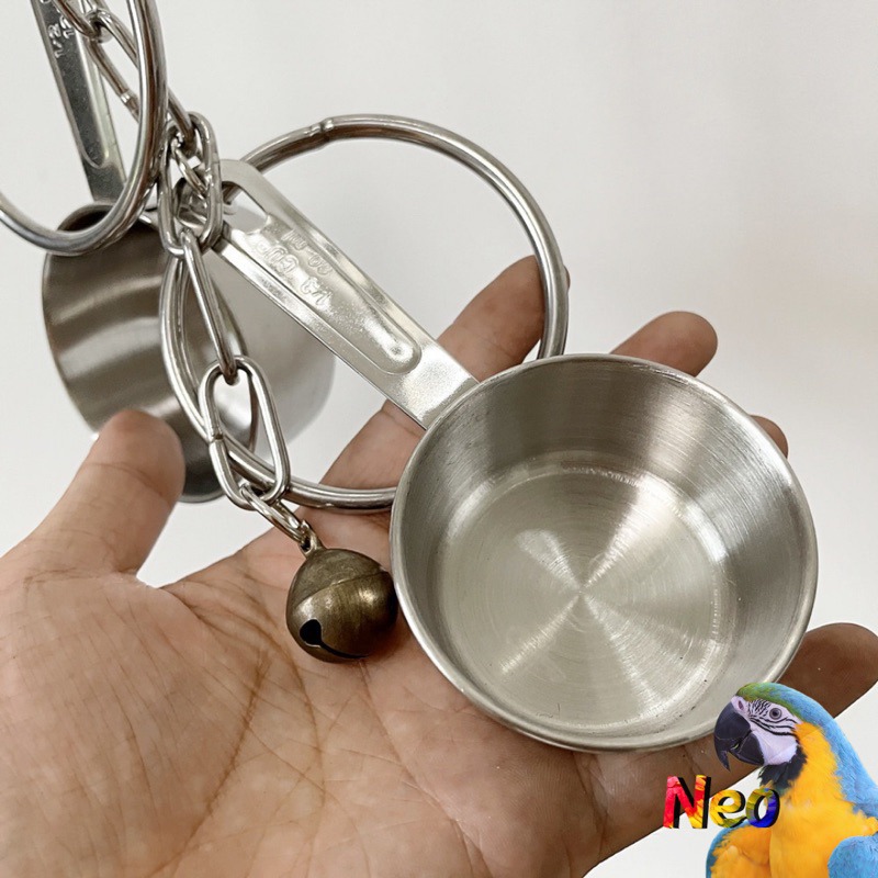 不鏽鋼鸚鵡玩具 鍋具鈴鐺串 鍋碗瓢盆都是我的玩具 啃咬攀爬 安全耐啃咬 可水洗 妮歐小賣部｜鸚鵡用品玩具首選 🚚24H-細節圖8