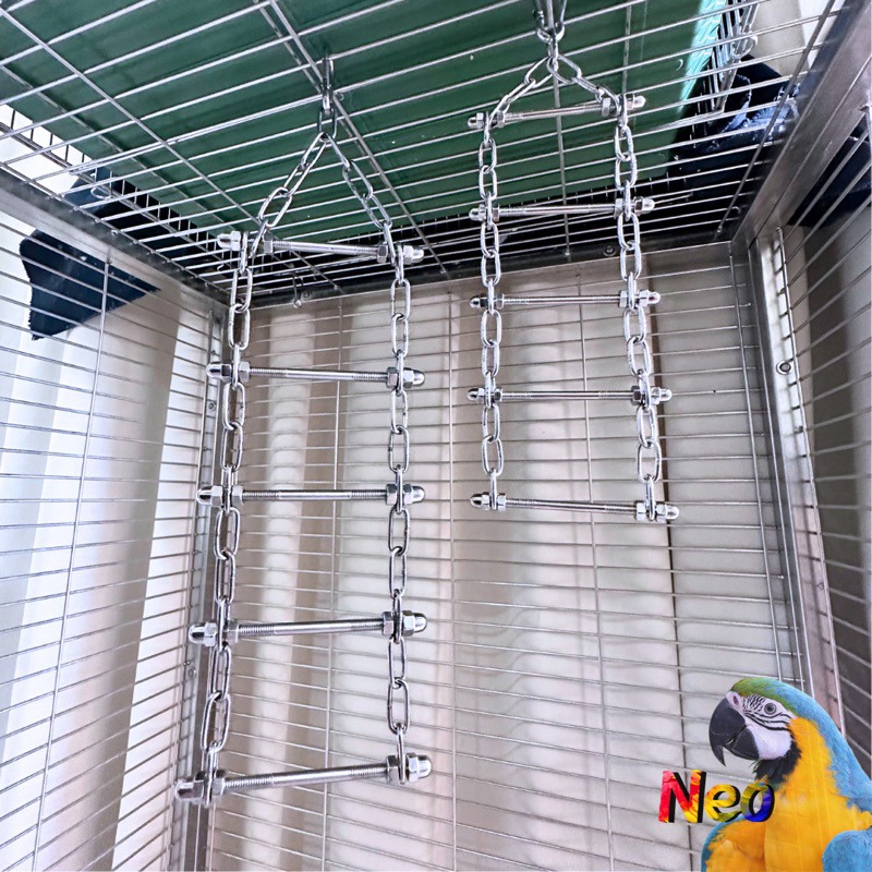 304不鏽鋼玩具 鸚鵡遊戲爬梯 攀爬 擺盪 吊橋 小階梯 可水洗 耐啃咬 妮歐小賣部｜鸚鵡用品玩具首選 🚚24H快速出-細節圖8