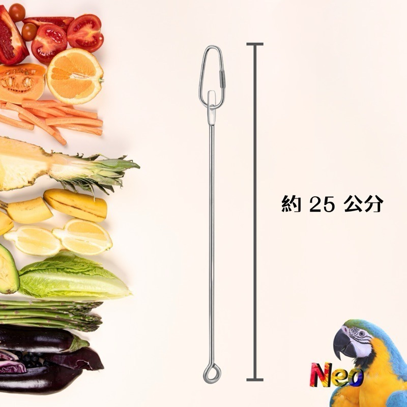 304不鏽鋼 蔬菜水果叉 玩具DIY掛串 耐用 可水洗 好清潔  妮歐小賣部｜鸚鵡用品玩具首選 🚚24H快速出貨-細節圖2