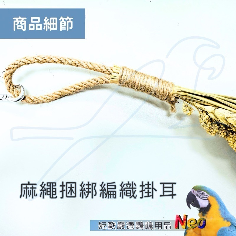 天然啃咬玩具 麥穗可樂果串 螺旋磨牙搭配小麥穗 是玩具也是點心 妮歐小賣部｜鸚鵡用品玩具首選 🚚24H快速出貨-細節圖3