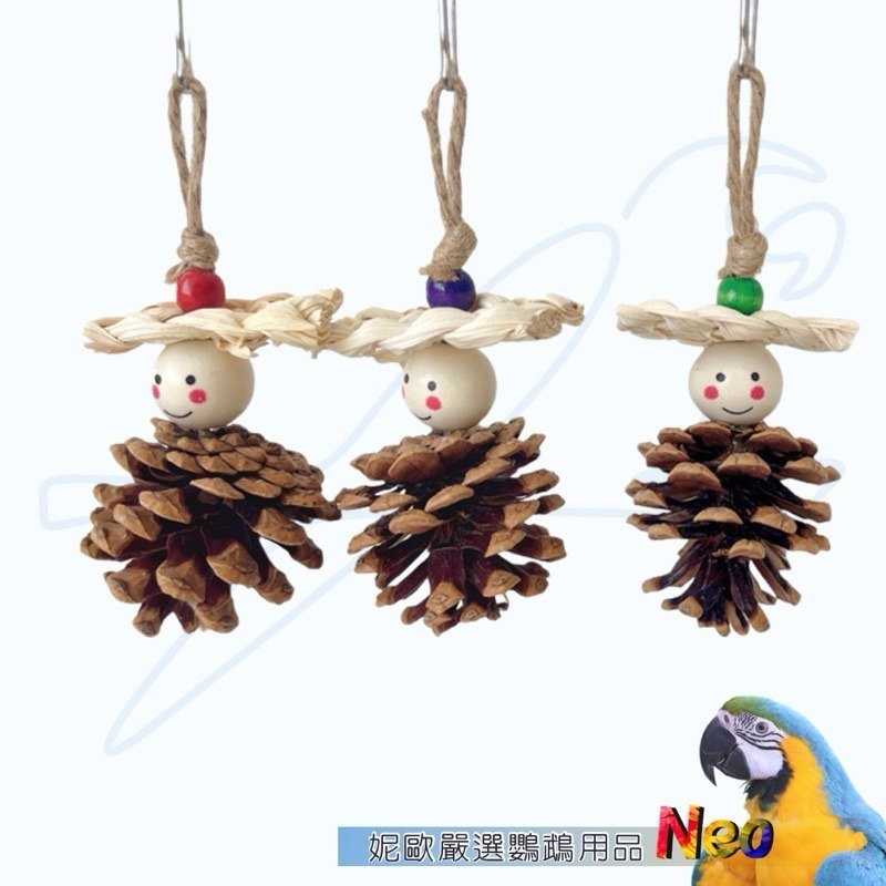 天然啃咬玩具 微笑Smile松果 天然果實掛串 籠內小擺飾 小型鸚鵡啃咬玩具 妮歐小賣部｜鸚鵡用品玩具首選 🚚24H-細節圖3