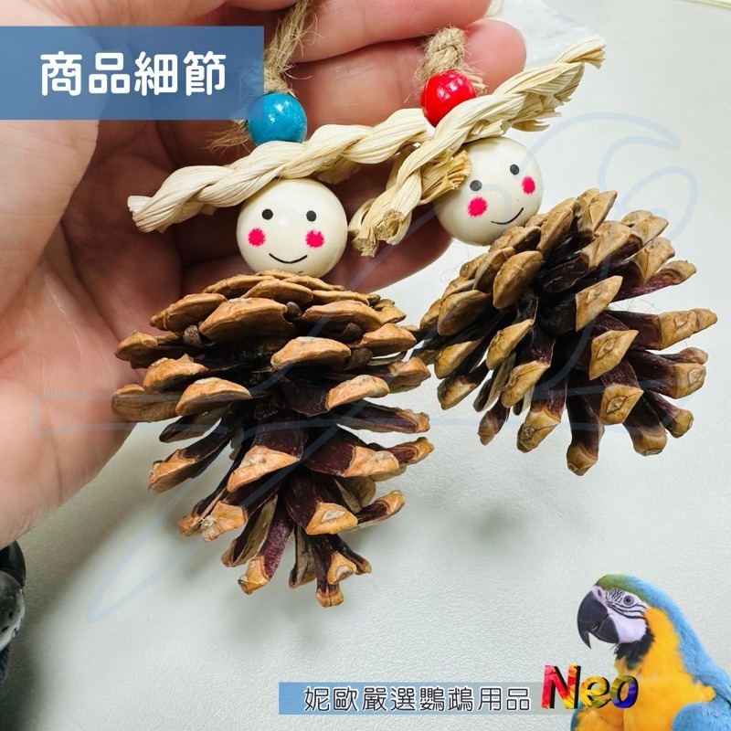 天然啃咬玩具 微笑Smile松果 天然果實掛串 籠內小擺飾 小型鸚鵡啃咬玩具 妮歐小賣部｜鸚鵡用品玩具首選 🚚24H-細節圖5
