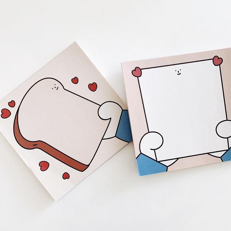 （🆕）自製款 韓國ins風 手拿愛心吐司系列便條紙 無黏性變簽 手帳裝飾小卡交換必備-細節圖2