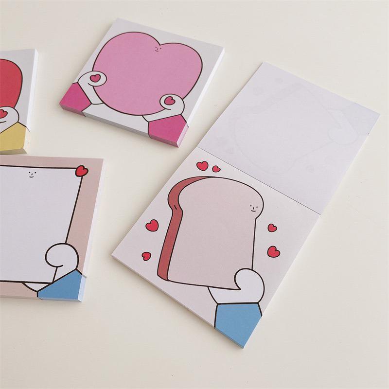 （🆕）自製款 韓國ins風 手拿愛心吐司系列便條紙 無黏性變簽 手帳裝飾小卡交換必備-細節圖4