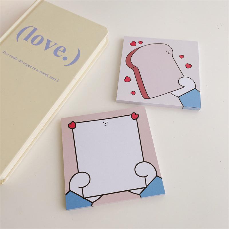 （🆕）自製款 韓國ins風 手拿愛心吐司系列便條紙 無黏性變簽 手帳裝飾小卡交換必備-細節圖5