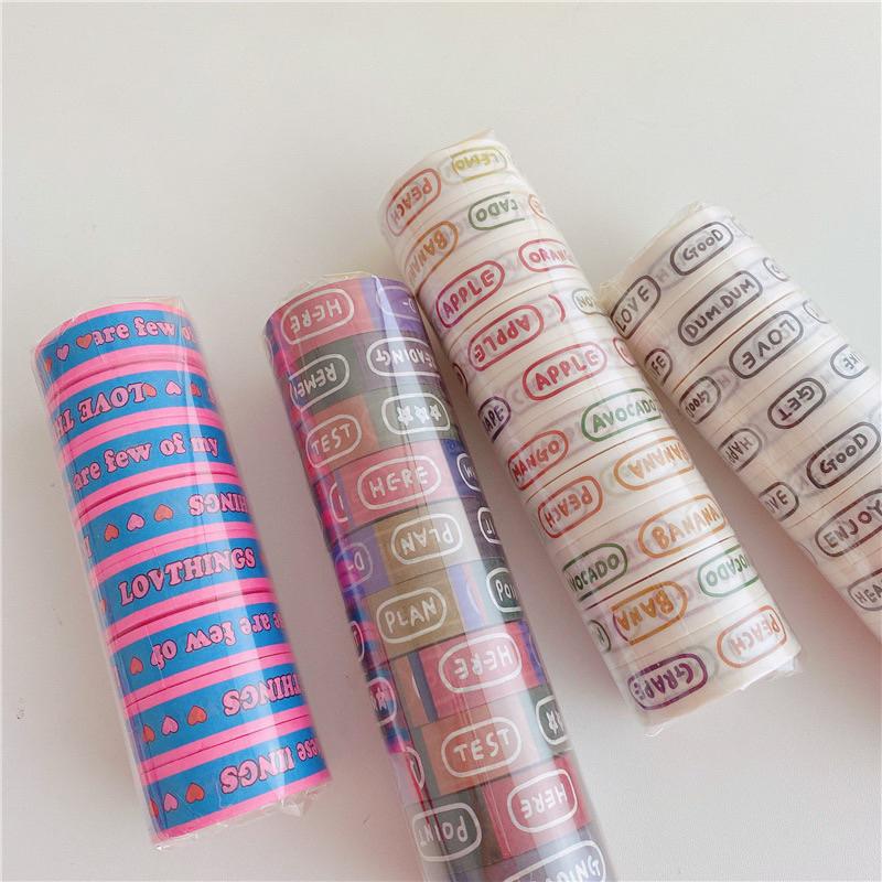 （🆕）韓國ins風 可愛字母 彩色紙膠帶卡通 英文拼貼 小卡打包換卡 貼紙封口貼 手帳裝飾必備-細節圖6