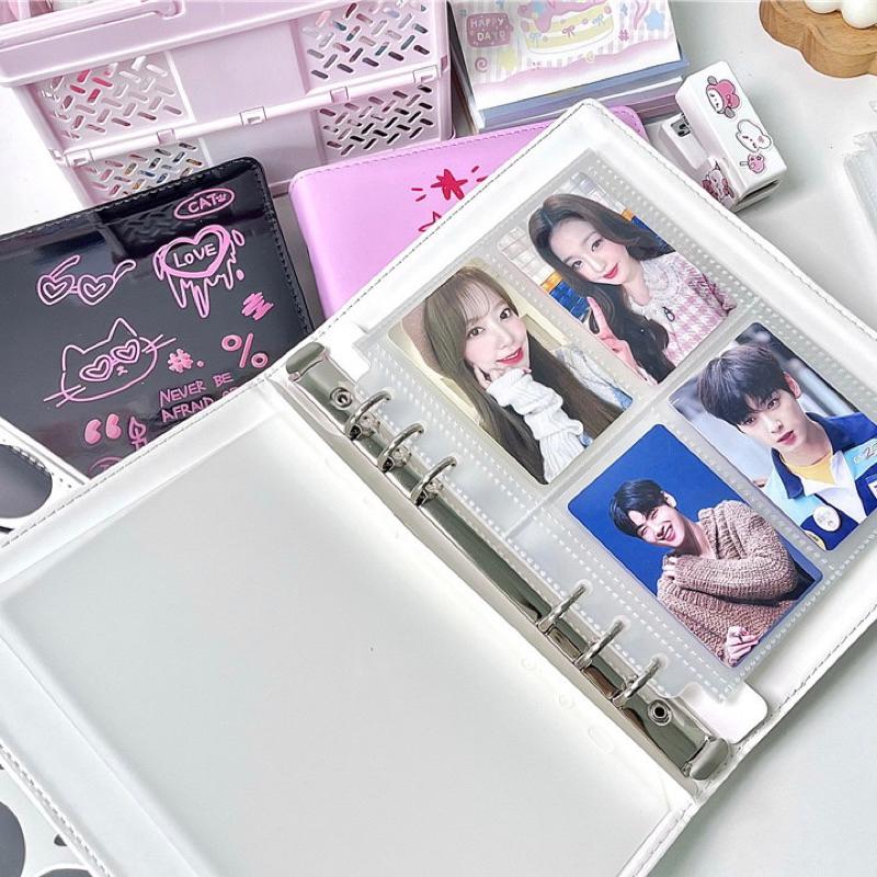 （🆕）原創乳牛貓咪黑色高級ins風 A5四宮格卡冊 偶像明星愛豆拍立得專輯小卡 收納6孔活頁相冊 追星必備-細節圖5