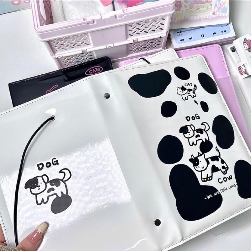 （🆕）原創乳牛貓咪黑色高級ins風 A5四宮格卡冊 偶像明星愛豆拍立得專輯小卡 收納6孔活頁相冊 追星必備-細節圖6