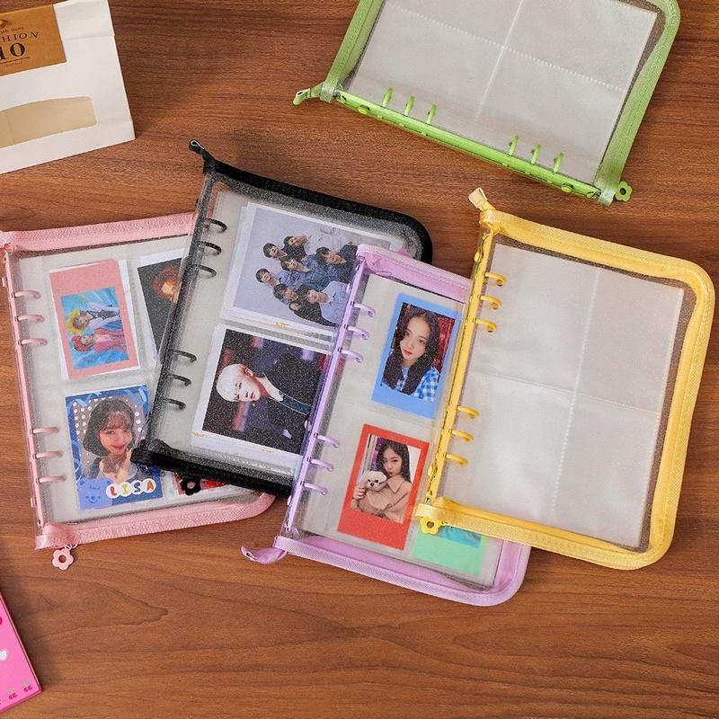 （現貨秒出）ins風韓版 四格卡冊 A5活頁拍立得三寸閃粉拉鍊卡冊 4格內頁 補充包 追星必備-細節圖5