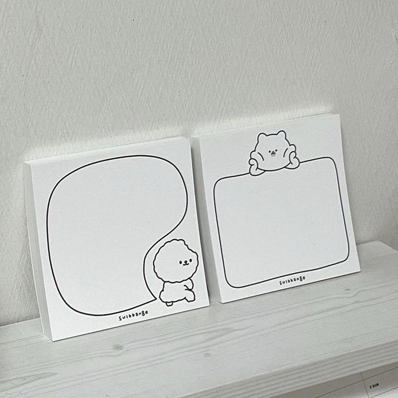（現貨秒出）韓國Ins風 同款簡單 便條紙 黑白卡通小熊方框無黏性 清單便簽本 便條紙-細節圖3