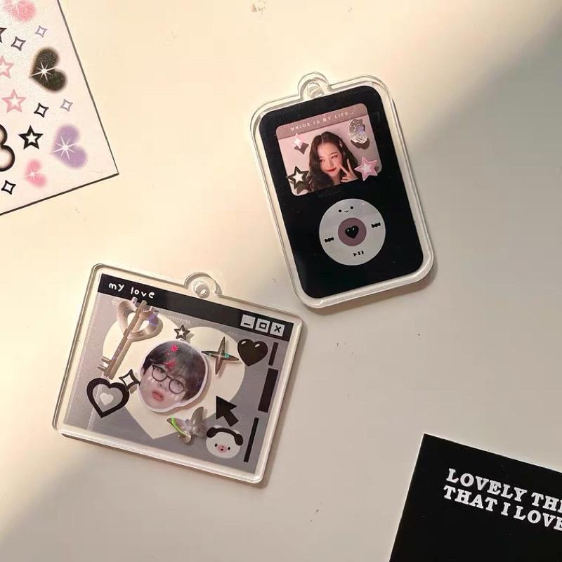 （現貨秒出）ins韓版可愛卡通咕盤 咕卡鑰匙扣鑰匙圈 少女壓克力吊飾 透明爱豆追星必備 掛件-細節圖2