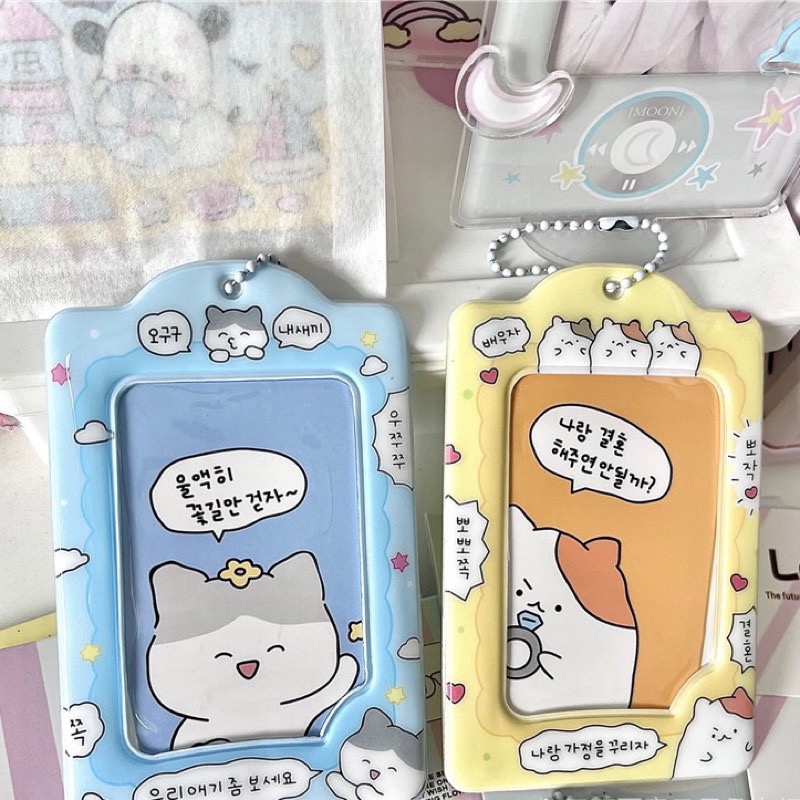 （🆕）韓國INS風 送隨機自印小卡 可愛動物塗鴉 3寸卡套 PVC掛件 偶像明星愛豆專輯小卡悠遊卡卡套 收納 追星必備-細節圖4