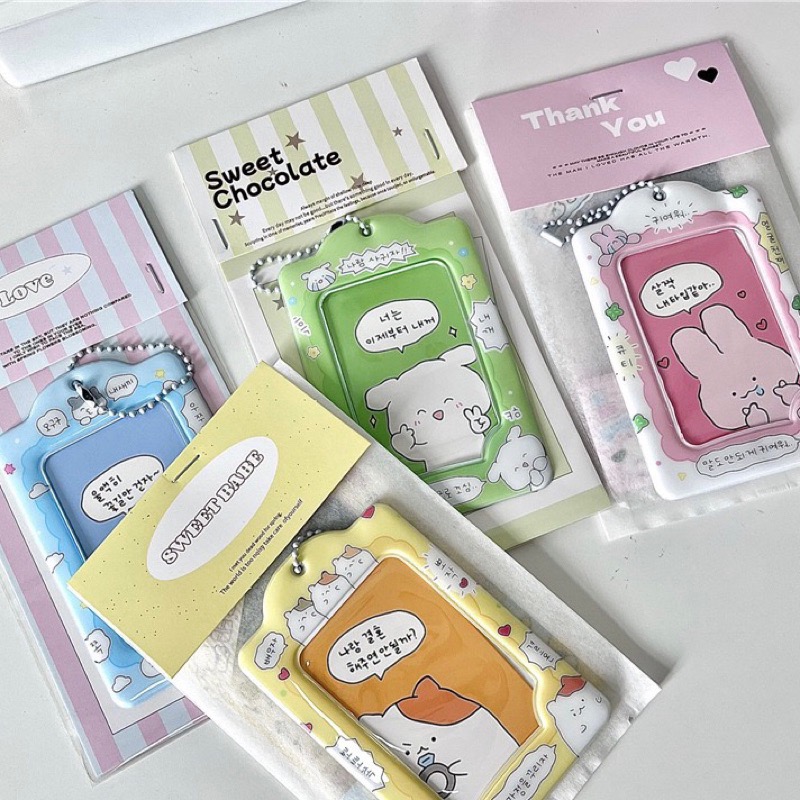 （🆕）韓國INS風 送隨機自印小卡 可愛動物塗鴉 3寸卡套 PVC掛件 偶像明星愛豆專輯小卡悠遊卡卡套 收納 追星必備-細節圖5