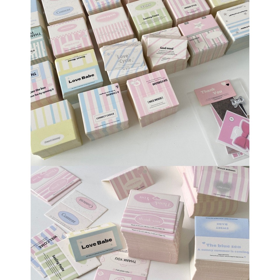 (🆕）原創韓系 共27款 ins風 小紅書迷你對折卡頭 偶像明星愛豆專輯小卡 打包材料 追星出卡小禮物 包裝必備-細節圖2