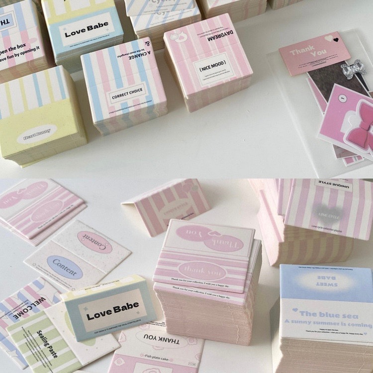 (🆕）原創韓系 共27款 ins風 小紅書迷你對折卡頭 偶像明星愛豆專輯小卡 打包材料 追星出卡小禮物 包裝必備-細節圖5
