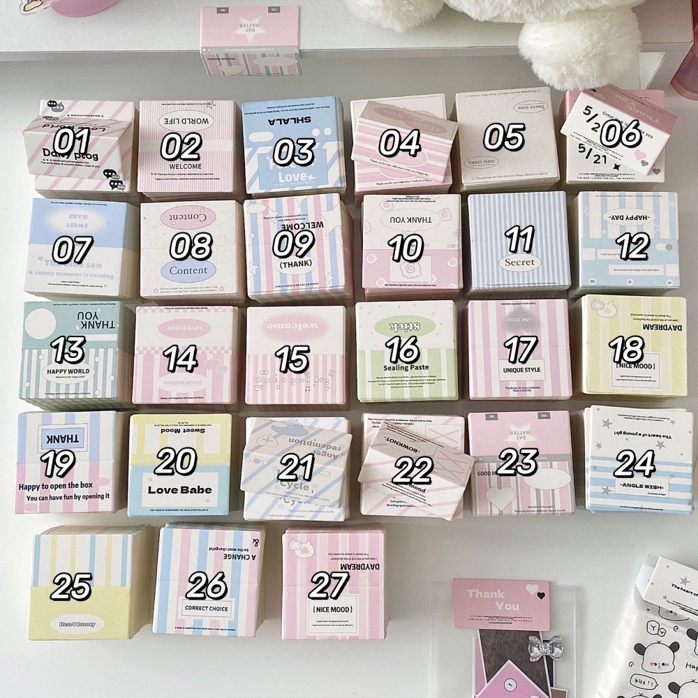 (🆕）原創韓系 共27款 ins風 小紅書迷你對折卡頭 偶像明星愛豆專輯小卡 打包材料 追星出卡小禮物 包裝必備-細節圖9