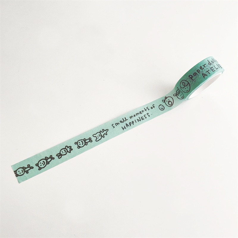 （🆕）韓國ins風 和紙膠帶 可愛動物小熊 簡約卡通 小人英文手帳裝飾素材 貼紙膠帶 出卡必備-細節圖3