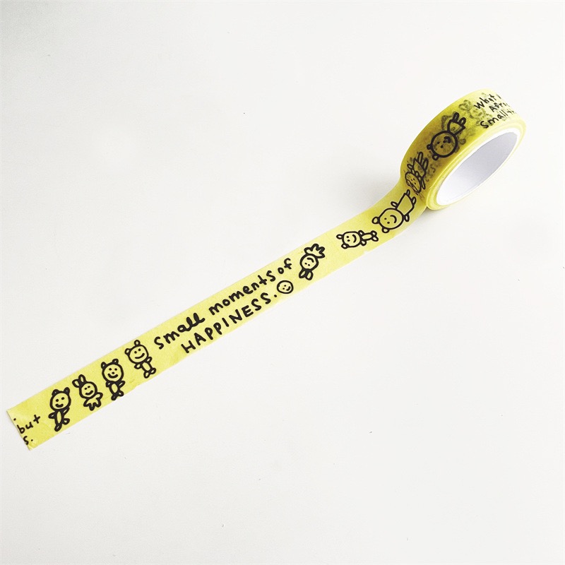 （🆕）韓國ins風 和紙膠帶 可愛動物小熊 簡約卡通 小人英文手帳裝飾素材 貼紙膠帶 出卡必備-細節圖4