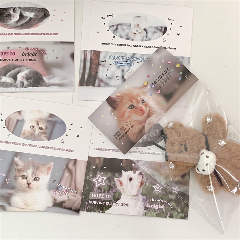 （🆕）原創可愛小動物 貓咪小狗 寵物大卡頭 偶像明星愛豆專輯小卡 打包材料 追星包裝 飾品出卡 追星必備-細節圖3