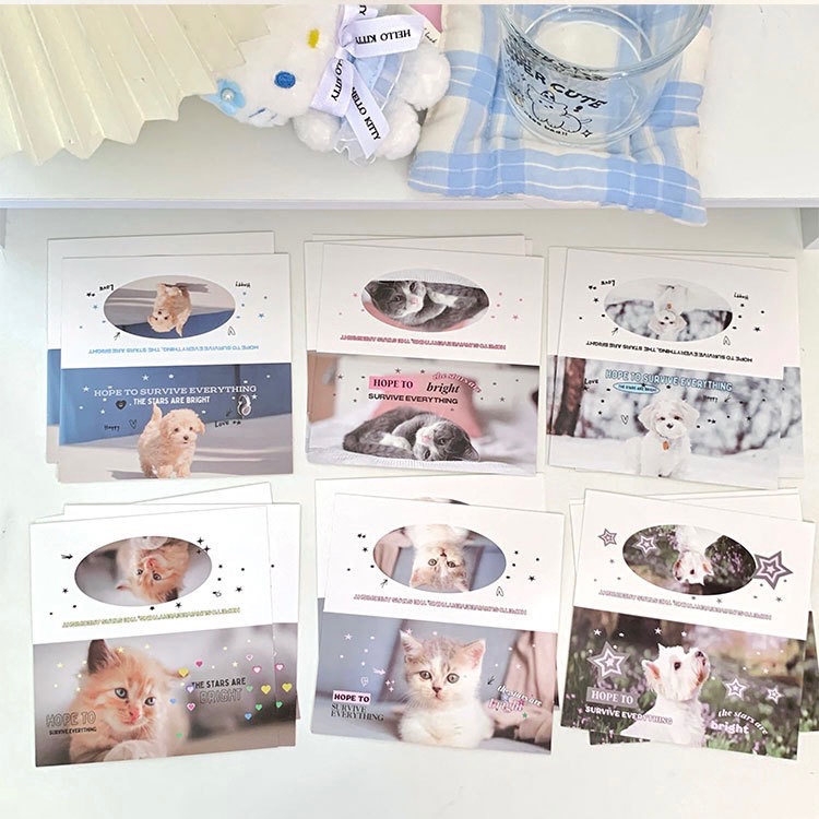 （🆕）原創可愛小動物 貓咪小狗 寵物大卡頭 偶像明星愛豆專輯小卡 打包材料 追星包裝 飾品出卡 追星必備-細節圖5
