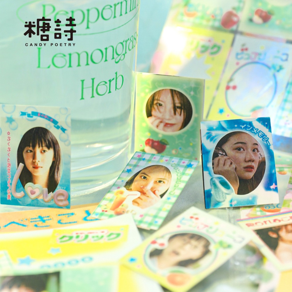 （🆕）糖詩原創 2張入 千禧寫真系列 Y2K閃膜 韓系ins風 相框貼紙 邊框 偶像明星愛豆咕卡 手帳必備 DIY素材-細節圖4