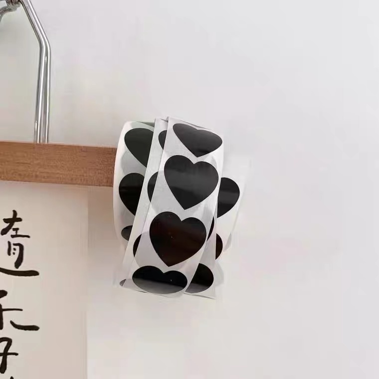 （🆕）500張 卷卷貼 馬卡龍色貼紙 不乾膠愛心封口貼 偶像明星愛豆專輯小卡 打包出卡 包材包裝標籤貼 追星必備-細節圖9